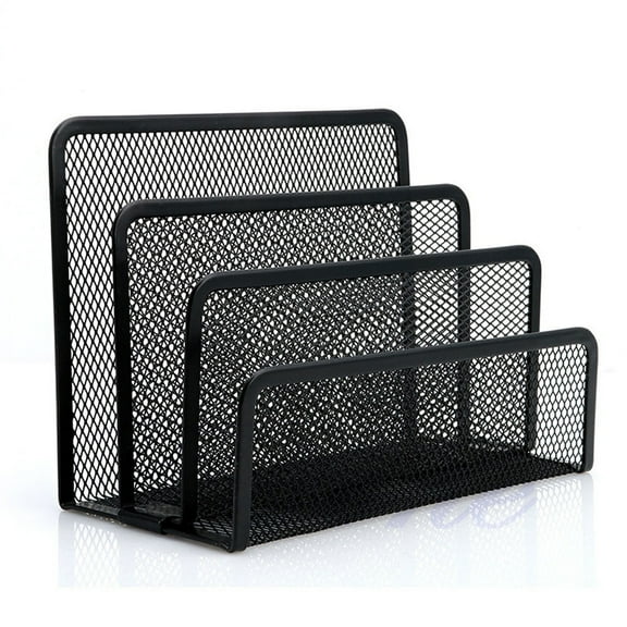Metal Letter Tray,Simple Houseware Mesh Desk Organizer, Strengthen Tray,Letter Rack with 3 Compartments, Black