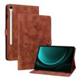 thumbnail image 2 of FJLBDE Case for Samsung Galaxy Tab S8/Tab S7 11 Inch SM-X700, Embossed Flower PU Leather Flip Wallet Folio Stand Cover, Brown, 2 of 7