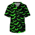 thumbnail image 2 of Domuza Scrub Top Men Oversized V-Neck Short Sleeve Spooky Funny Print Caregiver Top Soft Comfort Elastic Working Blouse with Pockets Fluorescent Green 4XL, 2 of 5