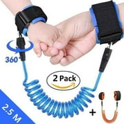 2 Pack Toddler Harness anti lost wristband, Anti Lost Belt Wrist Safe Link Wrist Straps for Babies, Soft Baby Leash Outdoor Safety Hook for Babies Kids Toddlers Runners (2.5m, Blue+Orange)