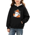 thumbnail image 2 of DJDLJWCJ Big Girls Halloween Hoodie Loose Fit Long Sleeve Pullover Stretch Soft Casual Tops Black Size 5T, 2 of 10