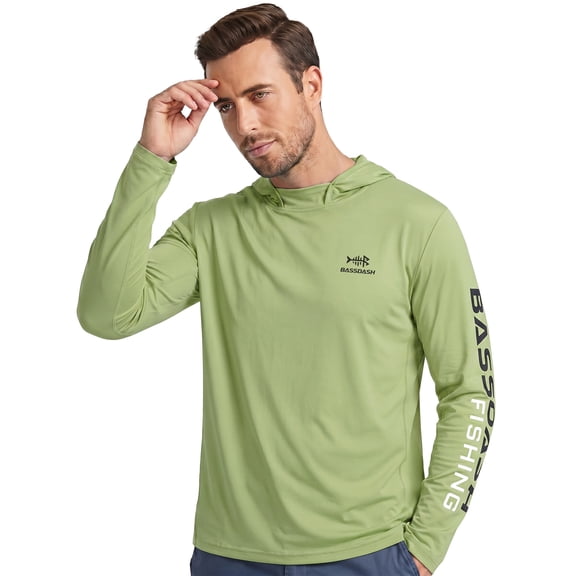 BASSDASH UPF 50  Men’s UV Sun Protection Long Sleeve Performance Fishing Hoodie Hooded Shirts