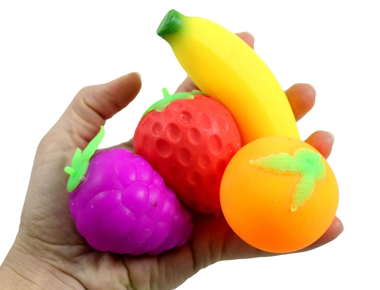 4 Fruit Soft Fluff- Filled Squeeze Stress Balls - Fruit ...
