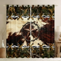 jejeloiu Retro Texas Stars Black Out Curtains,Rustic Cattle Hide Curtains Pack of 2 (42x63 Each),Country Farmhouse Bedroom Curtains For Adults,Ultra Soft Home Decor