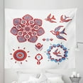 thumbnail image 1 of Bohemian Art Tapestry, Folkloric Ornament of Polish Culture Design Flowers Birds and Motives, Fabric Wall Hanging Decor for Bedroom Living Room Dorm, 5 Sizes, Sky Blue Vermilion, by Ambesonne, 1 of 1