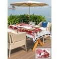 thumbnail image 4 of Outdoor Tablecloth with Umbrella Hole and Zipper, Red Valentine's Day Rectangle Table Cloth 52x70 Inch Waterproof Tablecloth, Roses Love Heart Romantic Gnomes Wooden Picnic Table Cover for Patio, 4 of 7
