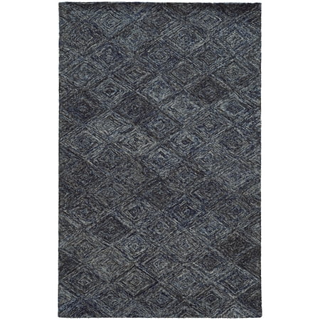 - Pantone Universe Colorscape Hand-crafted Loop Pile Blue/ Grey Faded Diamond Wool Area Rug (5' x 8') - 5' x 8'