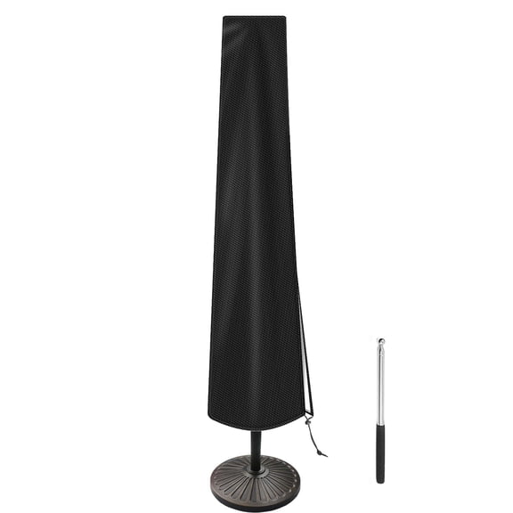 Patio Umbrella Cover for 7 ft to 11 ft Outdoor Umbrella, Waterproof 420D Polyester Fabric, Durable Protection Against Rain Snow Dust, Universal Fit with Zipper and Adjustable Elastic Hem, Black