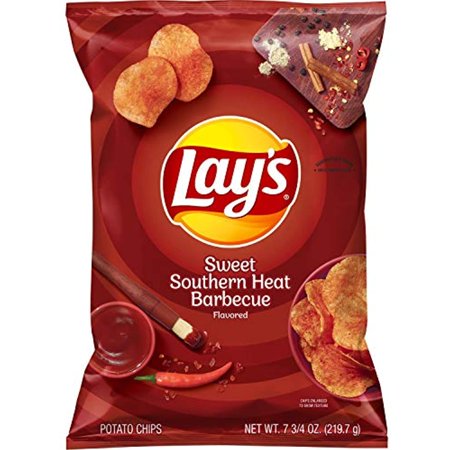 Lays Sweet Southern Heat Barbecue Flavored Potato Chips, 7.75 Ounce
