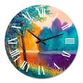 thumbnail image 2 of Designart 'Colorful River Between The Trees During Twilight' Traditional Wall Clock, 2 of 5