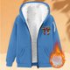 thumbnail image 1 of Sudadera informal con capucha y manga larga para mujer, estilo navideño, de gran tamaño, color liso, con cremallera, capucha y forro polar grueso, chaqueta de manga larga con hombros descubiertos, blu, 1 of 5