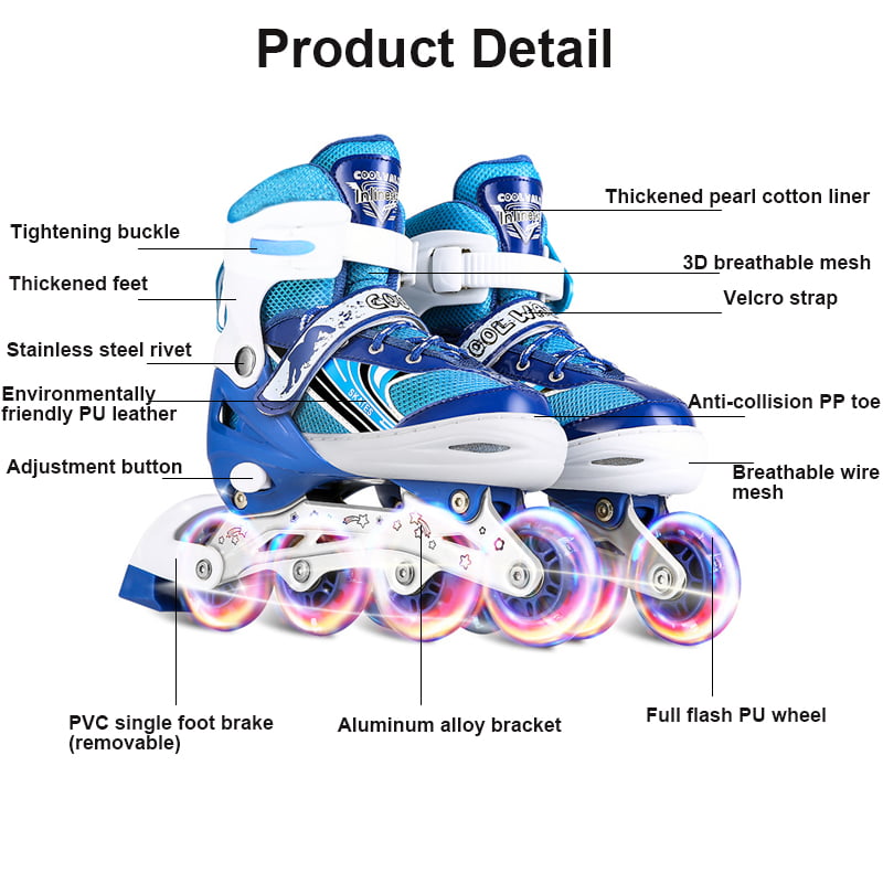 Skybird-UK Kids 7 Colors Changing Upgraded LED Strips Wheel Roller Skate Shoes Retractable Technical Skateboarding Rollerblades Sport Outdoor Cross Trainers Vibration Flashing Gymnastic Sneakers 