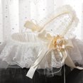 thumbnail image 3 of Lace Bow Decorative Hand Flower Basket With Foldable Handle Flower Girl Baskets, 3 of 6