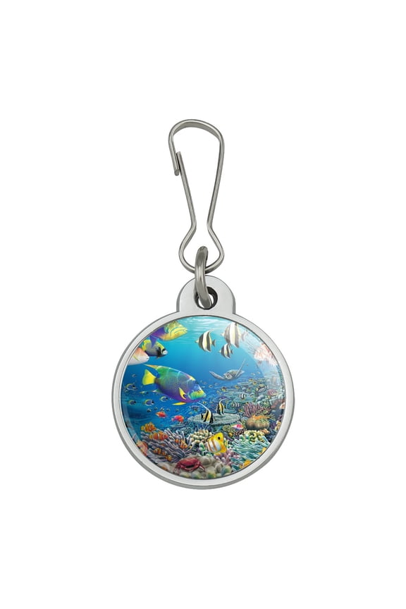 Ocean Coral Reef Angel Fish Garden Diving Jacket Handbag Purse Luggage Backpack Zipper Pull Charm