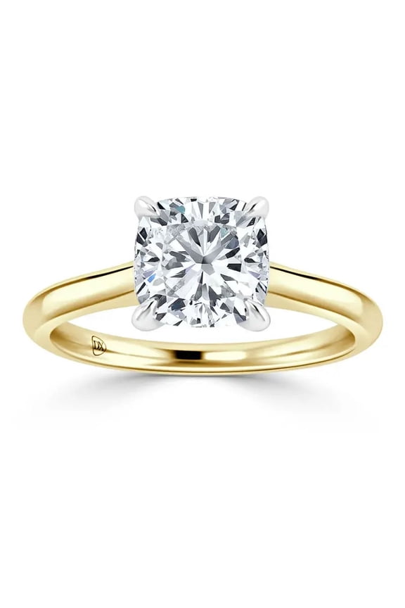 2 Carat IGI Certified Cushion Shape Lab Grown Diamond Engagement Ring | 14K Yellow Gold | Solitaire Lab Diamond Ring | FG - VS1- VS2
