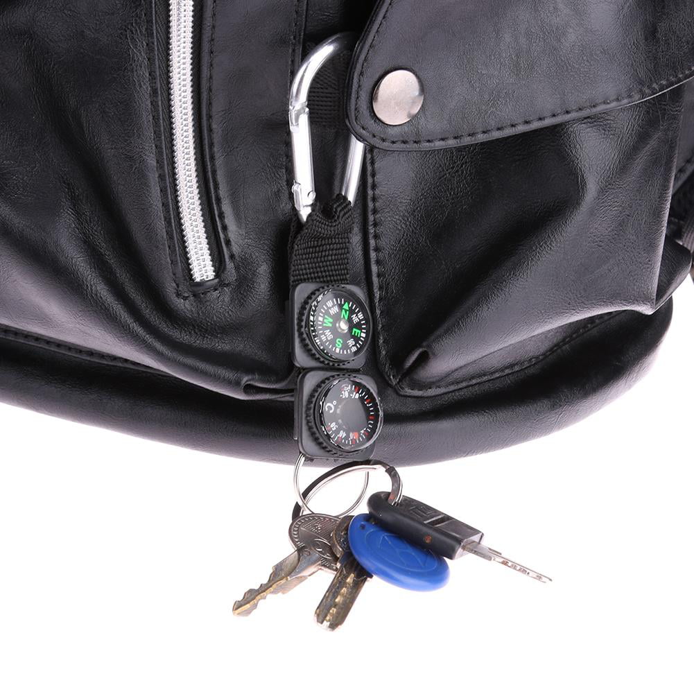 3 in 1 Outdoor Survival Tool Carabiner Key Ring with Compass+Thermometer 