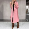 thumbnail image 2 of Rigardu Women's Faux Wool Coat Blouse Thin Coat Trench Long Jacket Ladies Slim Long Belt Elegant Overcoat Outwear Pink + S, 2 of 7