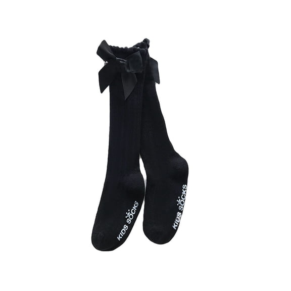 Gureui Newborn Infant Baby Girls Tube Socks Solid Color Bowknot Letter Printing Fashion Breathable Warm Mid Stockings