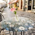 thumbnail image 6 of White Floral Round Tablecloth for 55-60 Inch Tables, Fitted Table Cover with Elastic Edge, Modern Farmhouse Oil Painting Plants Waterproof Outdoor Table Cloth Protector for Patio Garden Dinner Picnic, 6 of 9