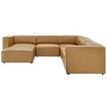 thumbnail image 3 of Sectional Sofa Set, Faux Vegan Leather, Tan, Modern Contemporary Urban Design, Living Lounge Room Hotel Lobby Hospitality, 3 of 10