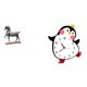 thumbnail image 1 of Figura de escultura de caballo de pie para escritorio, sala de estar, estantería, decoración con pingüino de dibujos animados, reloj de pared de mader, 1 of 8