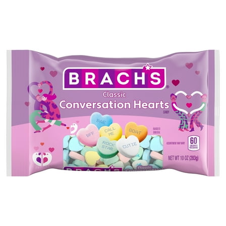 Brach's Valentines  Day Candy Classic Conversation Hearts, Hard Candy, 10 oz Bag