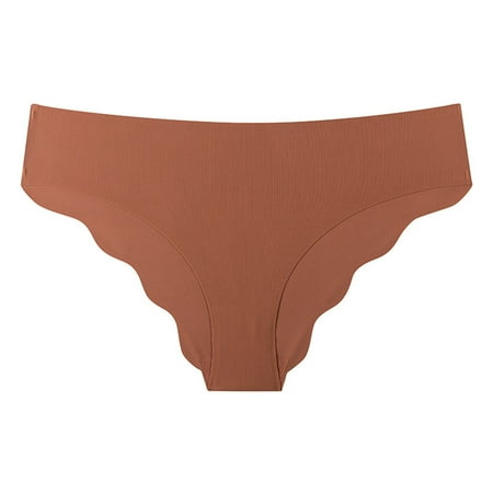 Ladies Workout Underwear Women Panties Thongs Pack Women s Seamless Ice Silk Underwear Cloud Flounces Low Waist Plus Size Briefs Yoga Sports Underwear
