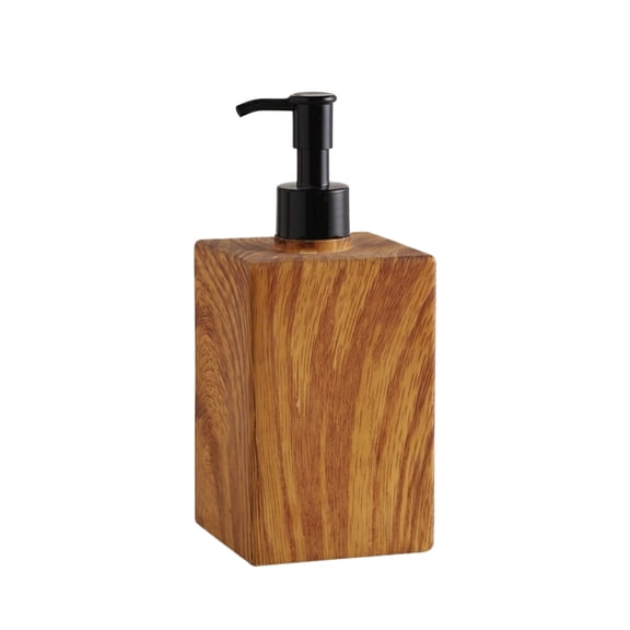 Soap Dispenser, Creative Faux Wood Grain Refillable Liquid Lotion Bottle for Bathroom Countertop Kitchen Sink and Modern Home Decor, Brown