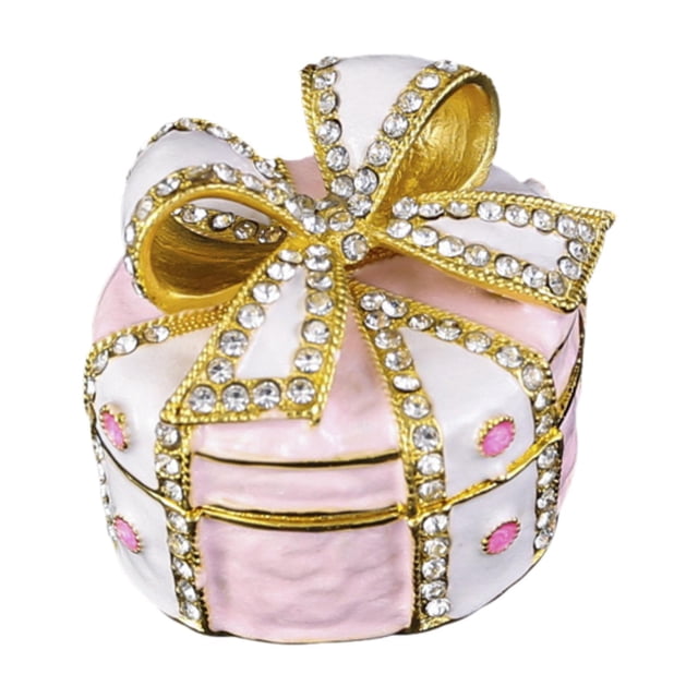 Caja de joyería con lazo, caja de almacenamiento de joyería, organizador de joyería versátil, baratija con bisagras para tocador, centro de mesa de Rosa