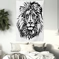 thumbnail image 4 of Lion Tapestry, Sketch Art of African Safari Animal King of the Jungle Savannah Wildlife, Wall Hanging for Bedroom Living Room Dorm Decor, 40W X 60L Inches, Black White Pale Grey, by Ambesonne, 4 of 5