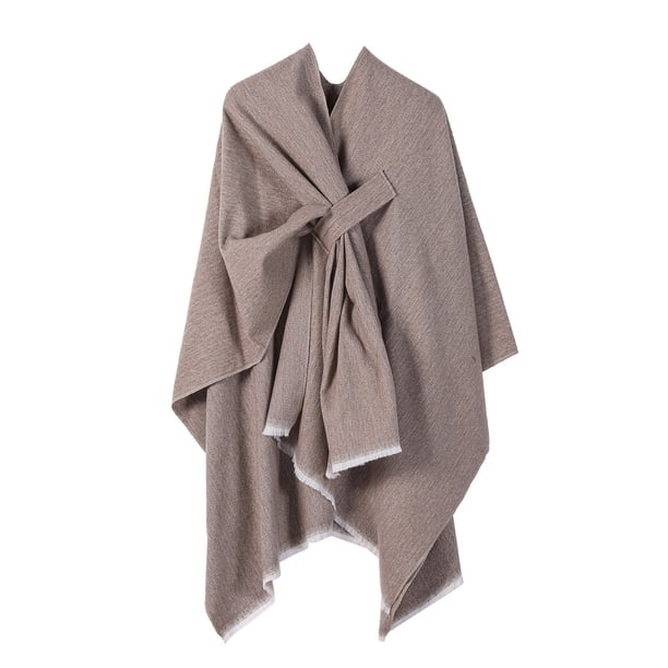 Chal de mujer de punto liso con abertura en la barra, ideal para combinar con un chal de invierno de poliéster.