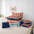thumbnail image 6 of Manfei Checkered Art 7-Piece King Bedding,Geometric Plaid King Bed in a Bag,Orange Blue Black,Navy Blue Reversible, 6 of 7