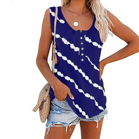 

Outtop Womens Tie-Dye Tank Tops Sleeveless Scoop Neck Shirt Summer Casual Workout Tees