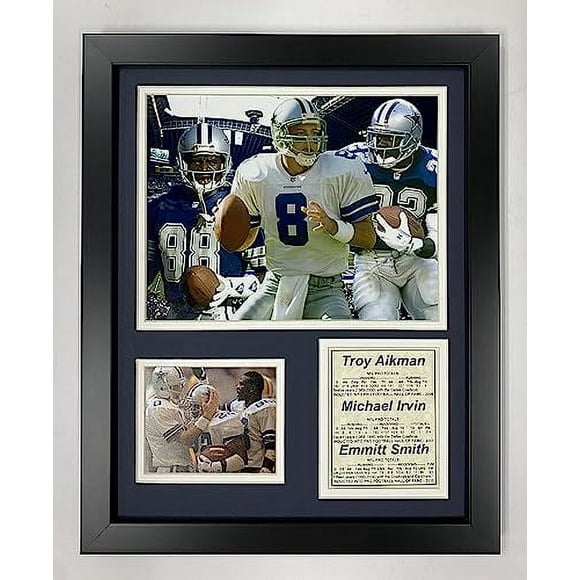 Legends Never Die Dallas Cowboys Aikman, Irvin and Smith Framed Photo Collage, 11x14-Inch