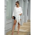 thumbnail image 4 of Haute Edition Women's Solid Fringed Sweater Poncho with Pom Poms. One size fits all (S-XL), 4 of 4