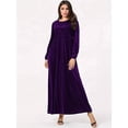 thumbnail image 6 of Women'S Velvet Maxi Dress Casual Solid Color High Waist Long Sleeve Fall Winter Flowy Gown L, 6 of 7