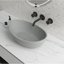 Bathroom Sink Cement Gray Oval Concrete Vessel Bathroom Sink in Dark Grey  Above Counter Porcelain Ceramic Small Sink Bowl