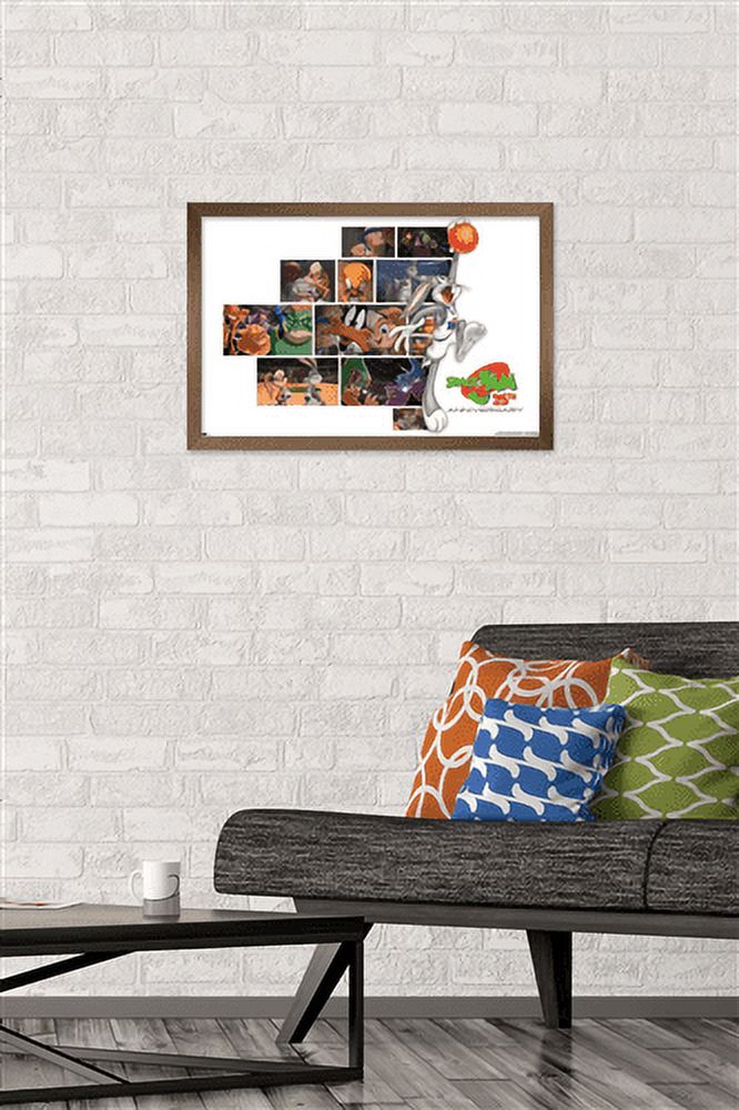 Space Jam - 25th Collage Wall Poster, 14.725" x 22.375", Framed