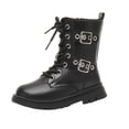 thumbnail image 2 of BXJX Girls Mid-Calf Boots, Side Zipper Outdoor Non-Slip Fall Winter Lace Up Boots Black Size 13.5 Little Kids, 2 of 9