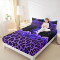 thumbnail image 4 of jejeloiu Cheetah Leopard Print Full Size Sheets,Purple Cute Bowtie Bed Sheets For Men Women 4-Piece, 4 of 7