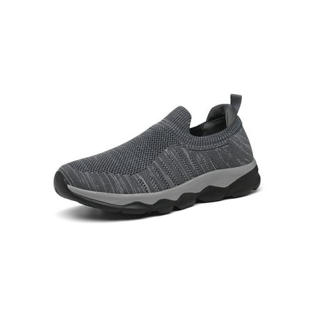 

Rotosw Men Casual Walking Shoe Striped Sneakers Slip On Athletic Shoes Fashion Fitness Workout Trainers Running For Elderly Hiking Sneaker Gray 9.5