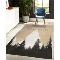 thumbnail image 4 of Adventure Decorative Rug, Forest Halftone Effect Hipster Typography Camping in Mountains, Quality Carpet for Bedroom Dorm and Living Room, 6 Sizes, Pastel Brown, by Ambesonne, 4 of 4