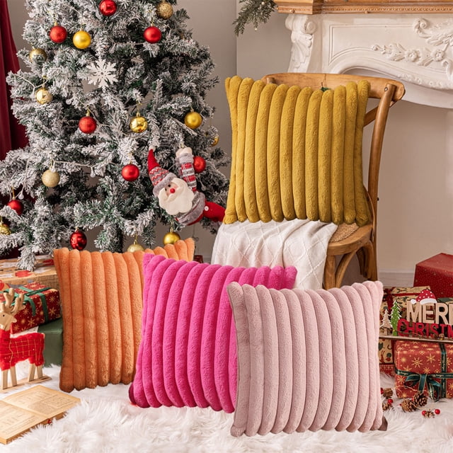 Fiudx Funda de Almohada Navideña, Tela Suave y Afelpada, Diseño Navideño Acogedor, Decoración Festiva para El Hogar, Perfecta para Sala de Estar o Dormitorio, Cremallera Oculta, Tamaño 45 X 45 Cm.