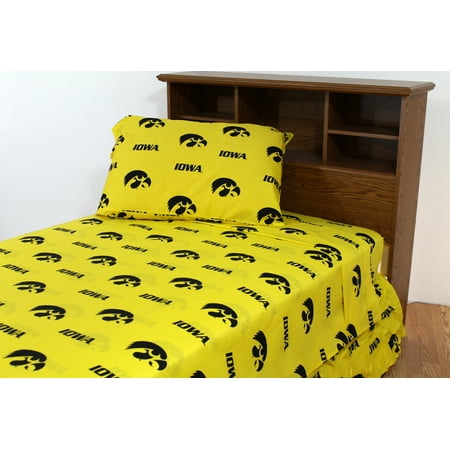 iowa hawkeyes 100 cotton 4 piece sheet set  flat sheet