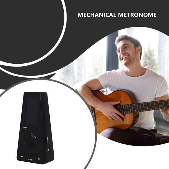 Digital Metronome with Timer Universal Volume Tempo Adjustable Practical LCD Screen Electronic Metronome Battery for Guitar Piano Violin Black