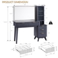thumbnail image 2 of OKD 48" Fluted Vanity Desk with 36" Mirror and Lights, Modern Makeup Table with 5 Drawers, Charging Station, Adjustable Shelves - Dark Gray, 2 of 7