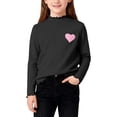thumbnail image 2 of BLVB Toddler Baby Girls Lettuce Trim Mock Neck Long Sleeve Shirts Kids Heart Print Slim Fit Base Layer Tops Tees, 2 of 5