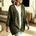 thumbnail image 4 of Dweltoz Leopard Print Cardigan Sweaters for Women Open Front V Neck Knitted Cardigan Sweater Long Sleeve Button Down Sweaters Y2k Plus Size Chunky Fall Sweaters Coat, 4 of 5