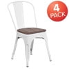 thumbnail image 3 of Flash Furniture 4 Pack White Metal Stackable Chair with Wood Seat, 3 of 14
