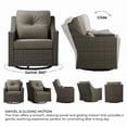 thumbnail image 2 of CHITA 5-Piece Outdoor Wicker Patio Furniture Set with Swivel Glider Chair, Outdoor Gray Wicker Chair and Ottoman with Cream Cushion, Brownish Gray, 2 of 16